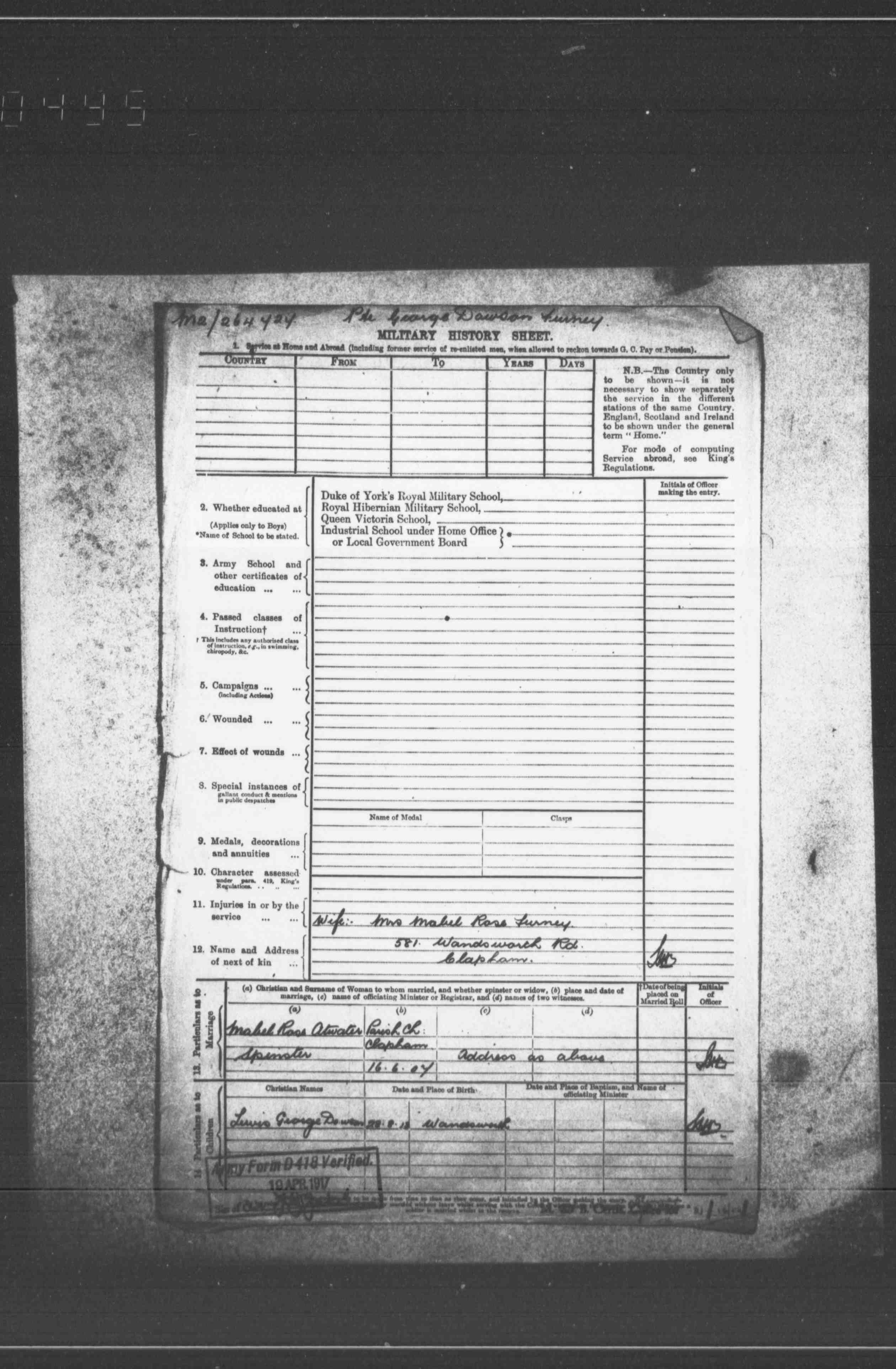 FURNEY-George-Dawson-1919-Ww1-Pension-Record-Page9