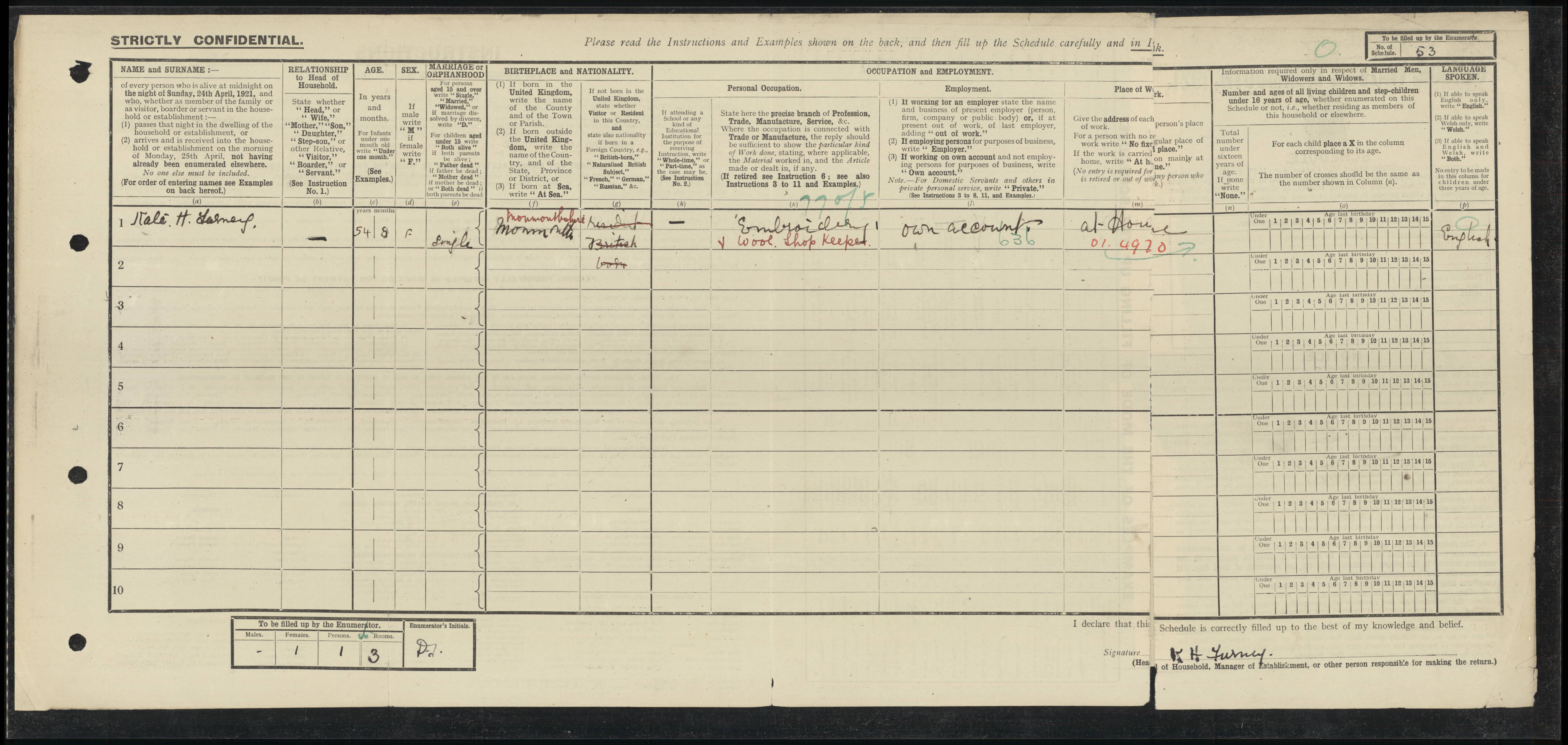 FURNEY-Kate-Herrington-1921-Census