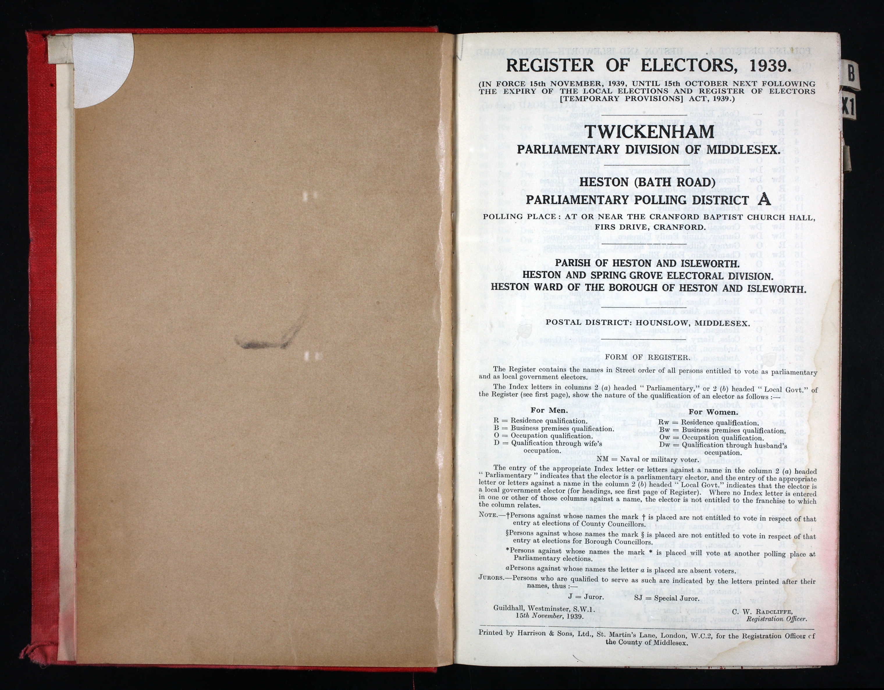 FURNEY-Lewis-George-Dawson-1939-Electoral-Register-First-Page