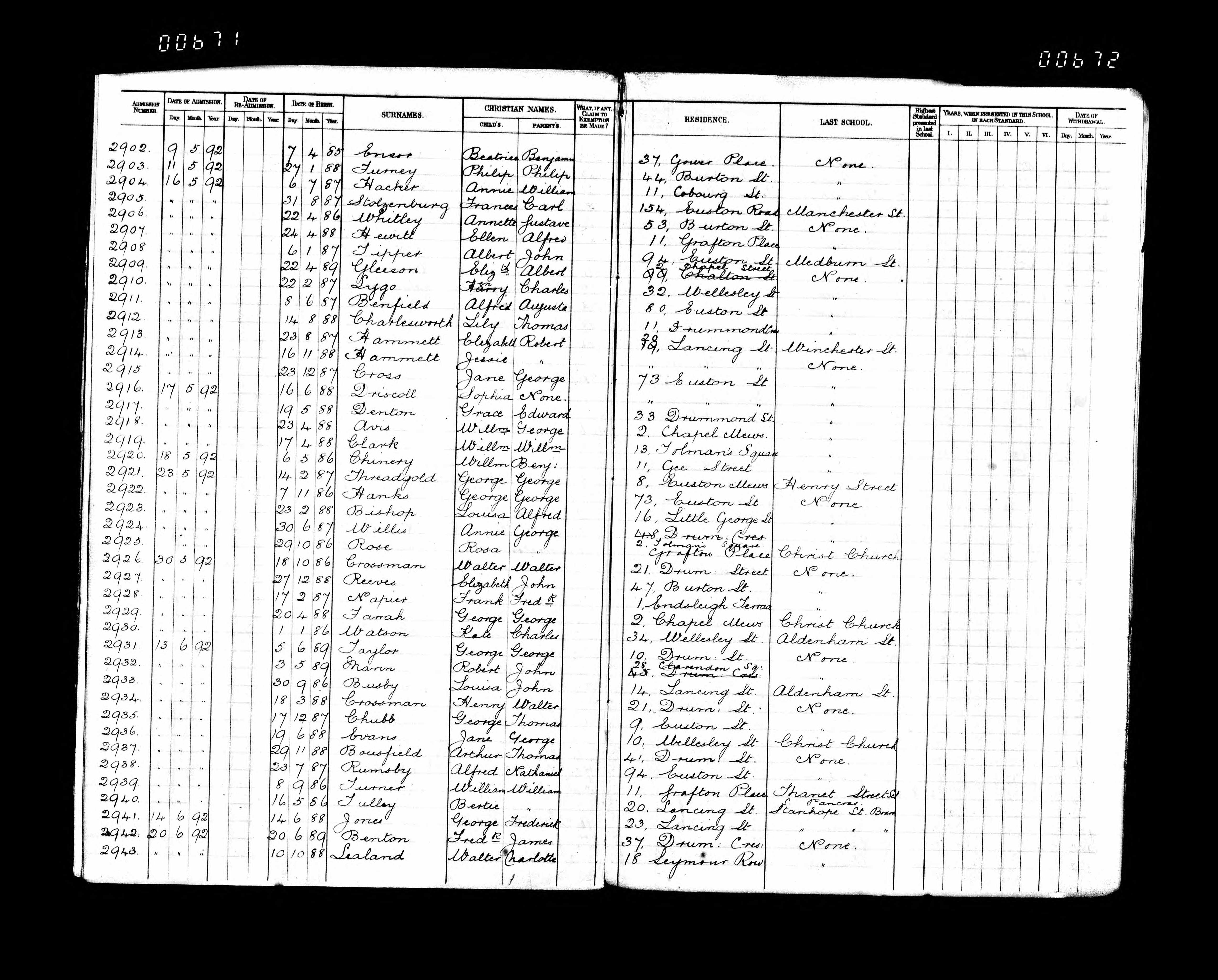 FURNEY-Philip-1892-School-Admission