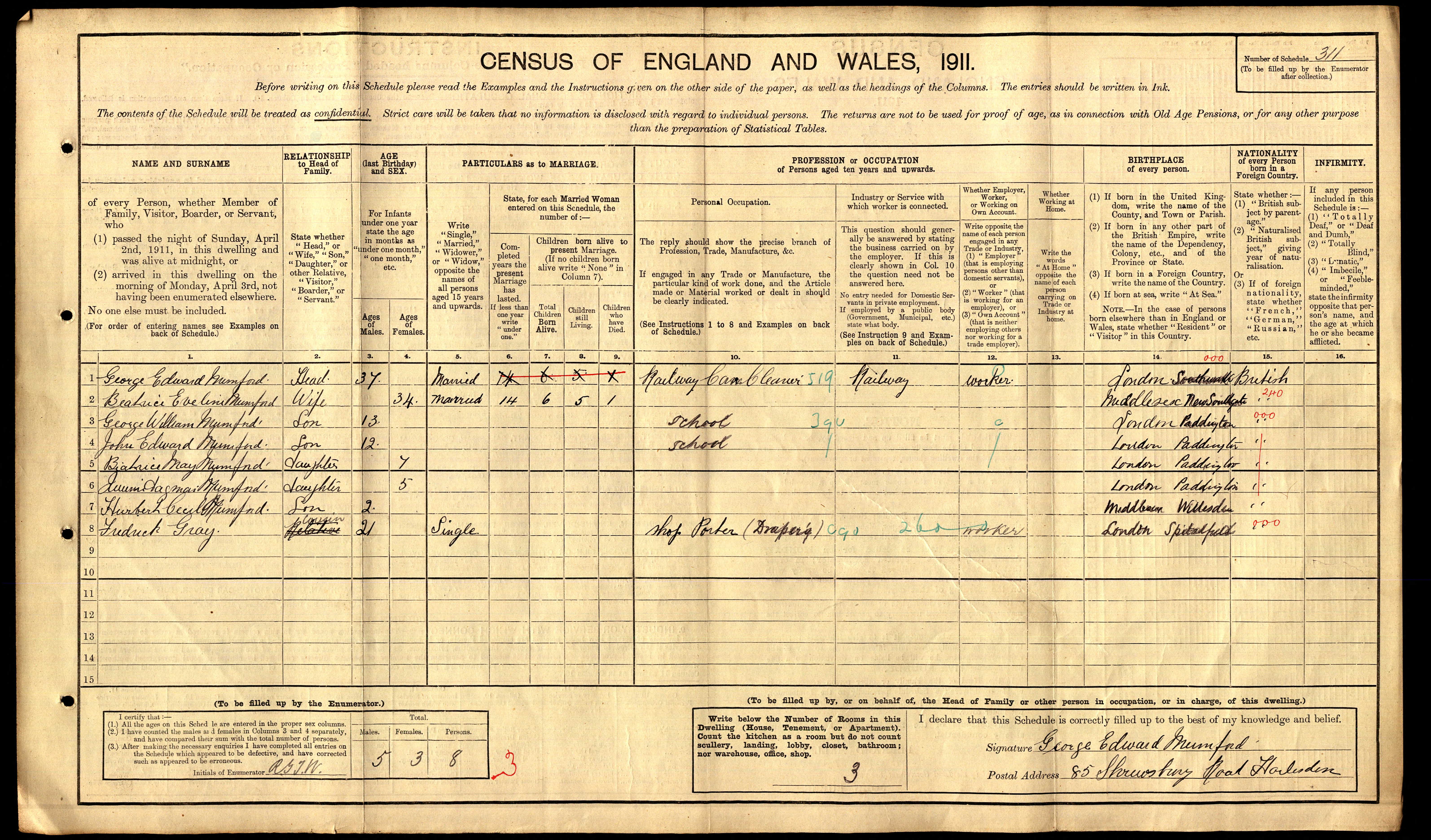 MUMFORD-George-Edward-1911-Census